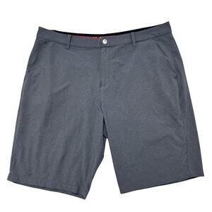 PUMA Blue Gray Stripe Hybrid Shorts Size 40 Mens Pockets Stretch Walking